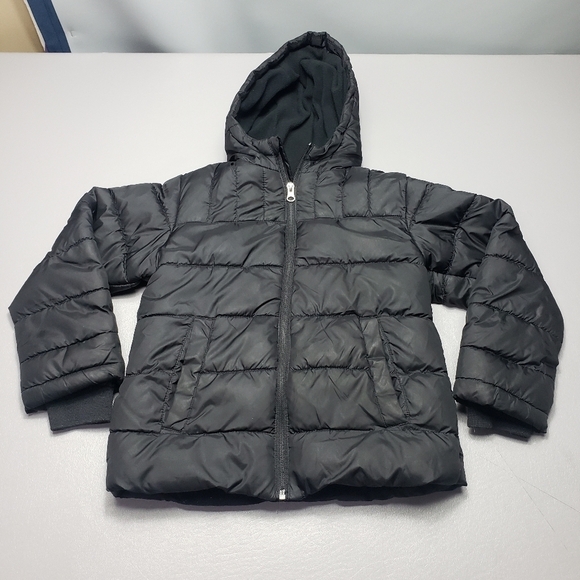 3/$15 wonder nation kids gender neutral black puffer Jacket size XS 4-5 - Picture 1 of 8